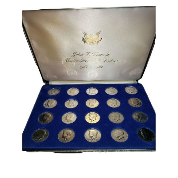 John F. Kennedy Uncirculated Half Dollars 1964 - 1984 Set in velvet case - Picture 5 of 16